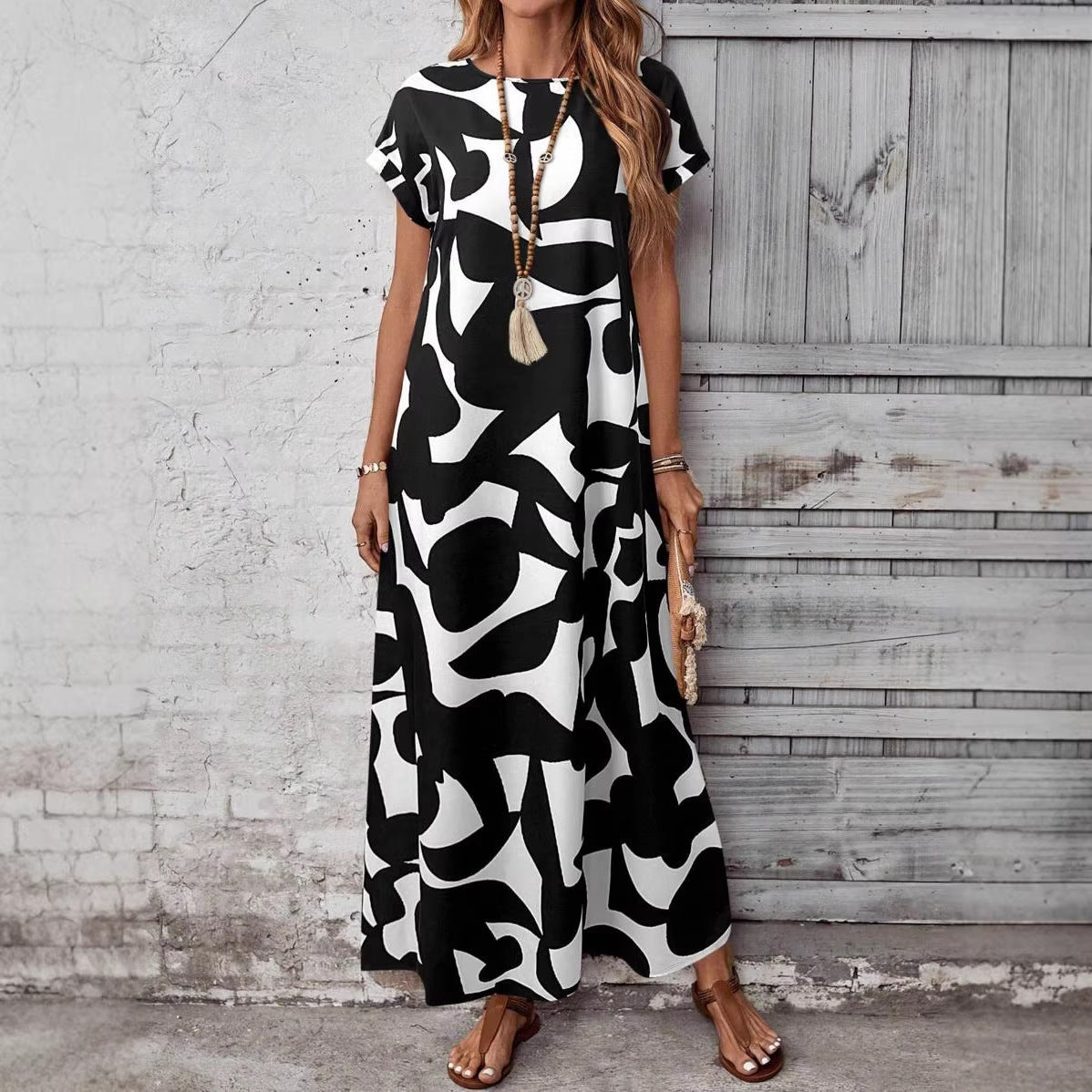 Robe Casual Imprimé Moderne