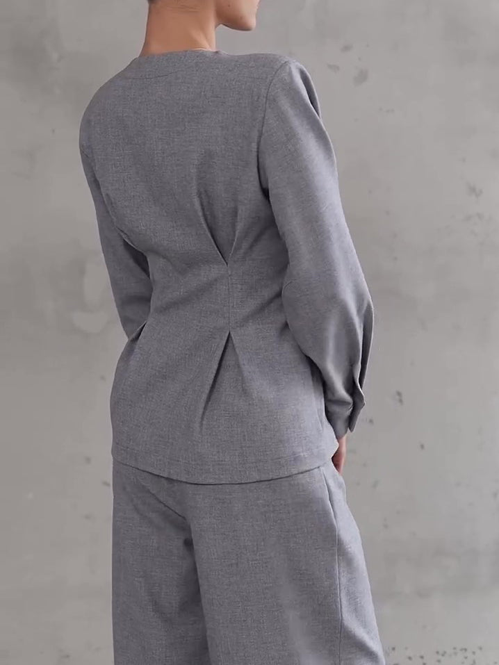 Ensemble Gris Clair Asymétrique & Pantalon Large