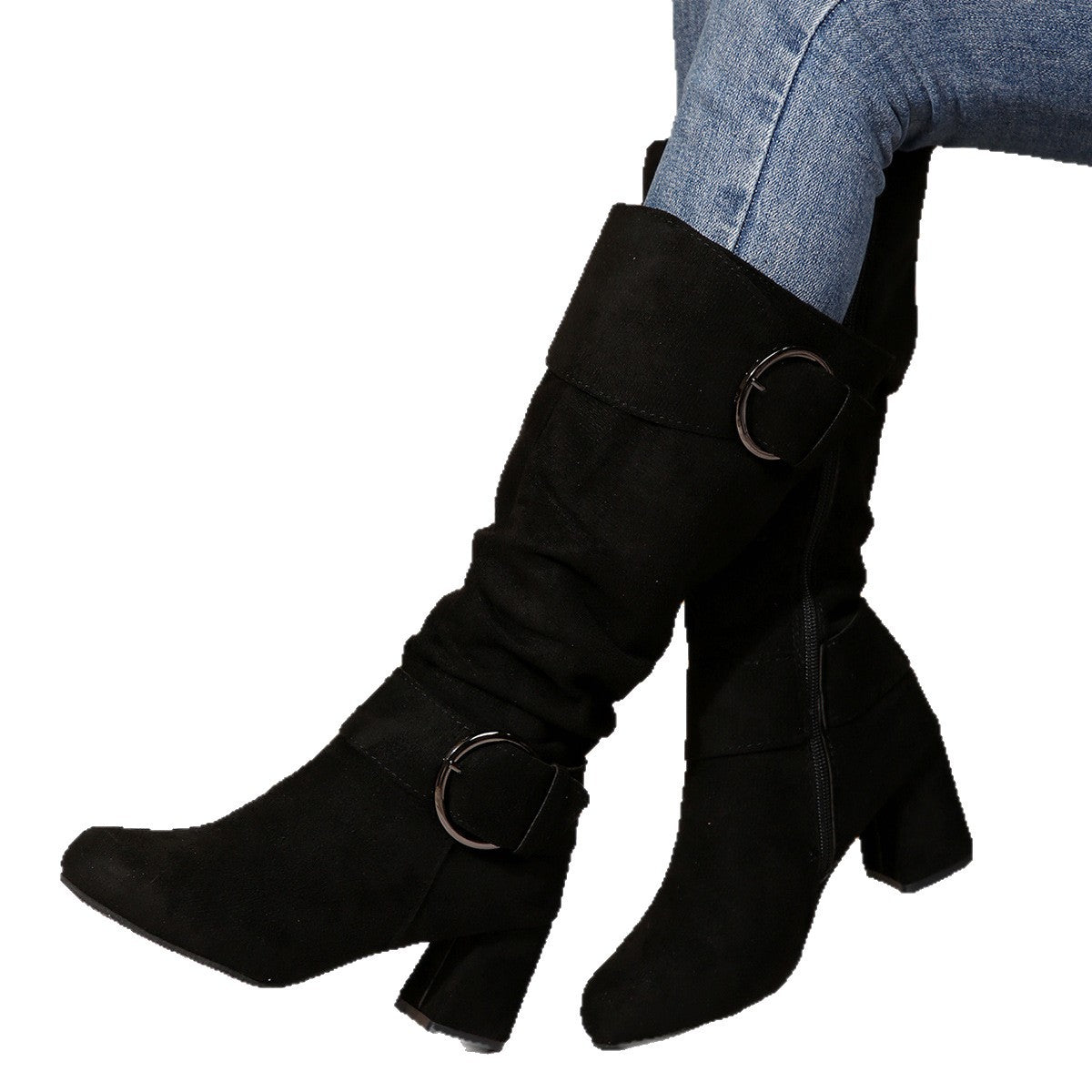 Bottes Style Biker Talon Épais