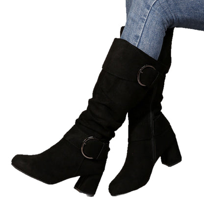 Bottes Style Biker Talon Épais