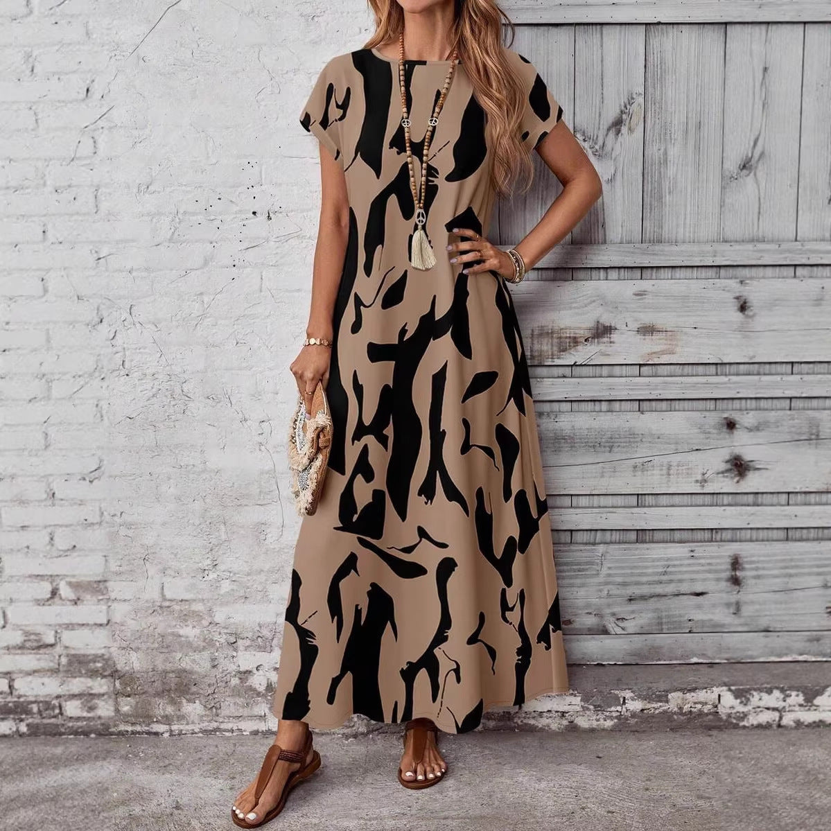 Robe Casual Imprimé Moderne